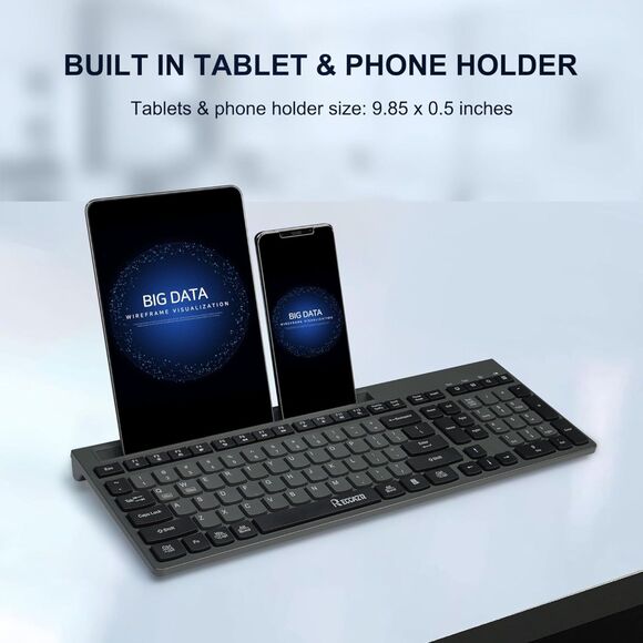 RECCAZR Wireless Keyboard and Mouse Combo, 2.4Ghz  with Phone Tablet Holder - Picture 3 of 8